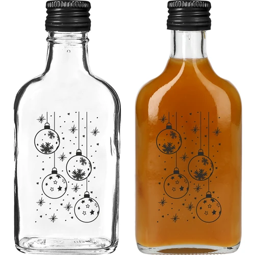 Μπουκάλι τύπου φλασκί 200 ml με βιδωτό καπάκι, εκτύπωση «Χριστουγεννιάτικες μπάλες», 1 τεμ. - 2