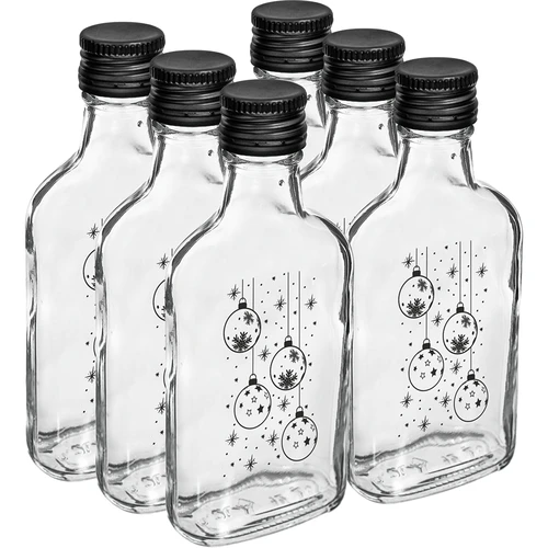 Μπουκάλι τύπου φλασκί 200 ml με βιδωτό καπάκι, εκτύπωση «Χριστουγεννιάτικες μπάλες», 1 τεμ. - 4