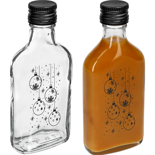 Μπουκάλι τύπου φλασκί 200 ml με βιδωτό καπάκι, εκτύπωση «Χριστουγεννιάτικες μπάλες», 1 τεμ. - 3