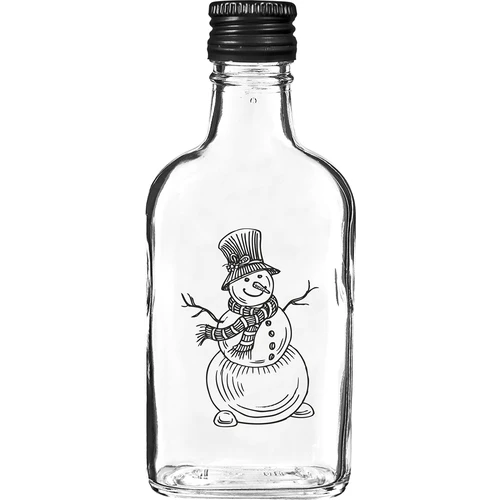 Μπουκάλι τύπου φλασκί 200 ml με βιδωτό καπάκι, εκτύπωση «Χιονάνθρωπος», 1 τεμ.