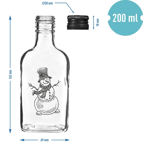 Μπουκάλι τύπου φλασκί 200 ml με βιδωτό καπάκι, εκτύπωση «Χιονάνθρωπος», 1 τεμ. - 5