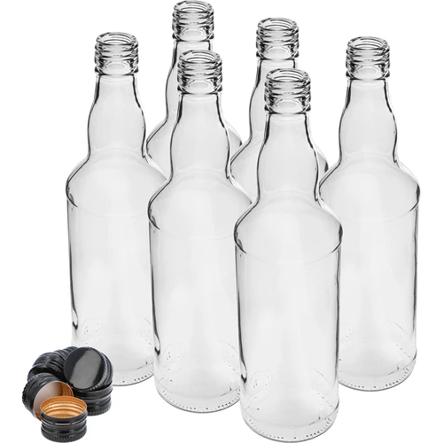 Μπουκάλι 500 ml για βότκα, με μαύρο βιδωτό καπάκι, 6 τεμ. - 2