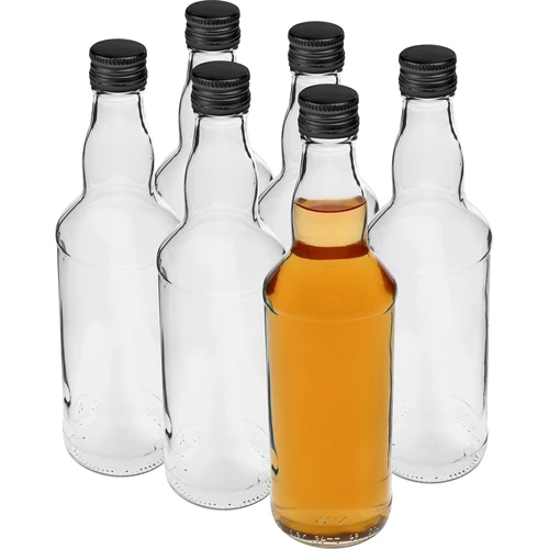Μπουκάλι 500 ml για βότκα, με μαύρο βιδωτό καπάκι, 6 τεμ. - 3