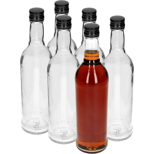 Μπουκάλι 500 ml Λεπτό, με μαύρο βιδωτό καπάκι, για βότκα, 6 τεμ. - 2