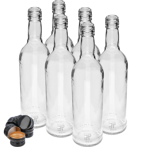 Μπουκάλι 500 ml Λεπτό, με μαύρο βιδωτό καπάκι, για βότκα, 6 τεμ. - 3