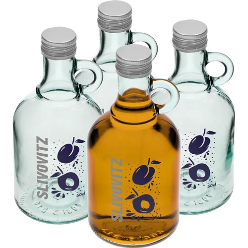 Μπουκάλι 500 ml με βιδωτό πώμα και δίχρωμη εκτύπωση Slivovitz - 4 τεμ.