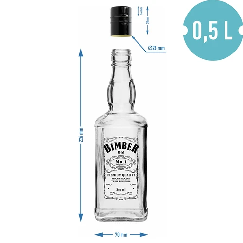 Φιάλη Daniels 500 ml με βιδωτό καπάκι, εκτύπωση «Bimber OLD», 1 τεμ. - 6