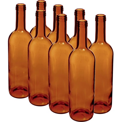 Μπουκάλι για κρασί 750 ml καφέ - πακέτο συρρίκνωσης 8 τεμ.
