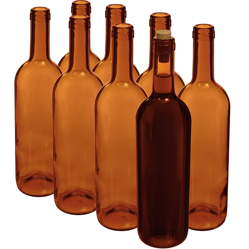 Μπουκάλι για κρασί 750 ml καφέ - πακέτο συρρίκνωσης 8 τεμ. - 2
