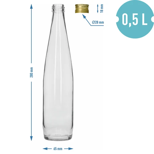Μπουκάλι Klubowa 500 ml με χρυσό βιδωτό καπάκι, σετ 6 τεμ. - 7