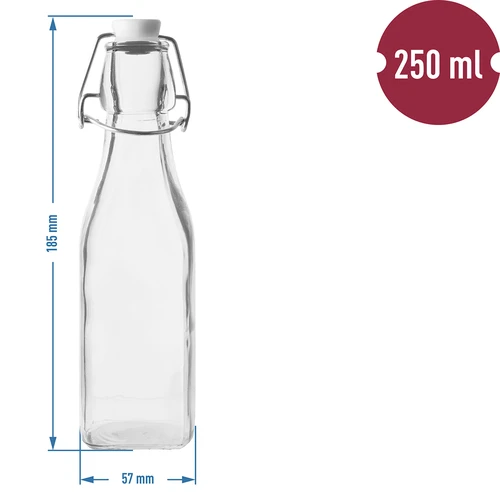 Μπουκάλι Τετράγωνο Αεροστεγές 250 ml - 2