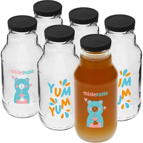 Μπουκάλι twist-off 330 ml με καπάκι φ43 και έγχρωμη εκτύπωση - 6 τεμ.