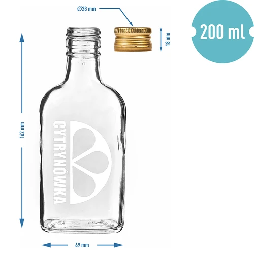 Μπουκάλι τύπου φλασκί 200 ml με βιδωτό καπάκι και εκτύπωση «Cytrynówka», σχέδιο 2 - 4