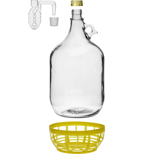 Νταμιτζάνα 5L με πώμα, οριζόντια υδατοπαγίδα και βιδωτό καπάκι - 3