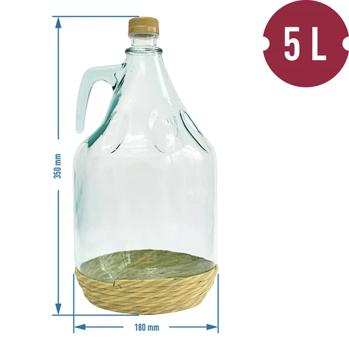 Νταμιτζάνα Dama 5L με πλαστικό περίβλημα, με βιδωτό καπάκι - 3