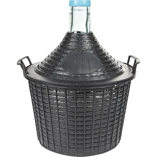 Νταμιτζάνα για κρασί 10 L σε πλαστικό καλάθι