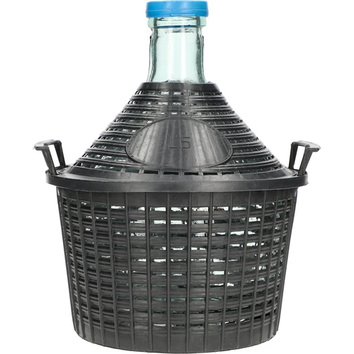 Νταμιτζάνα για κρασί 5 L σε πλαστικό καλάθι