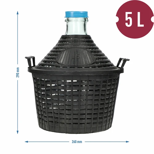 Ντεμιζόνι για κρασί 5L με πλαστικό καλάθι - 6