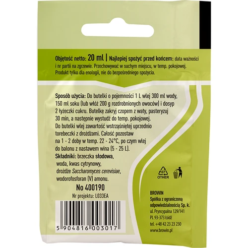 Οινολογικές ζύμες γενικής χρήσης, 20 ml - 2