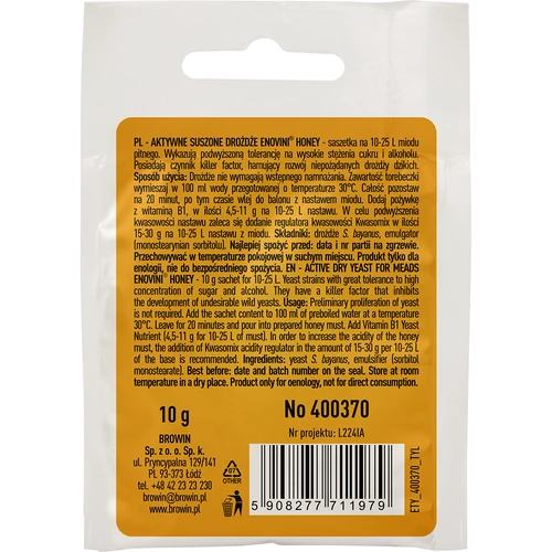 Οινολογική ζύμη Enovini® HONEY, 10 g - 2