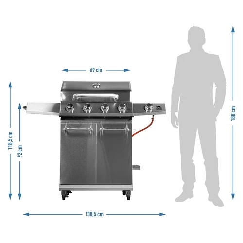 Ψησταριά αερίου dragON BBQ201, 18,8 kW, ασημί - 12