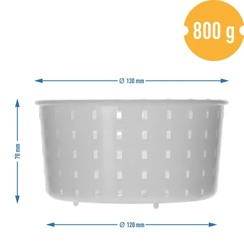 Στρογγυλό καλούπι τυροκομίας Ø 13 x 7 cm για 800 g - 7