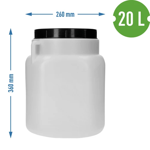 Τετράγωνο βαρέλι 20 L, λευκό, με χειρολαβές, Sterk - 10