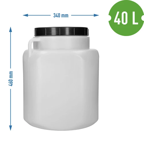 Τετράγωνο βαρέλι 40 L, λευκό, με χειρολαβές, Sterk - 10