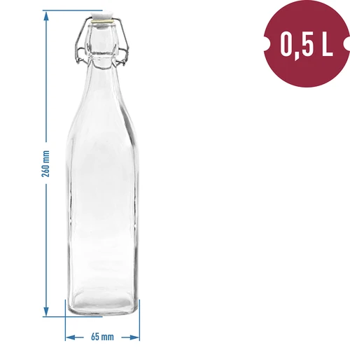 Τετράγωνο μπουκάλι με ερμητικό κλείσιμο 0,5 L - 2