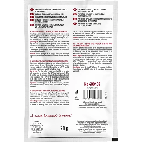 ViniTurbo - ζύμες για ταχεία ζύμωση, 20 g - 2