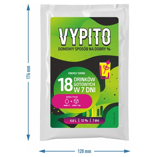VYPITO 12%, φακελάκι για 18 κοκτέιλ - Ενεργειακό ποτό, 126 g - 4