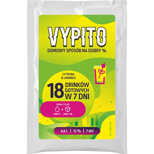 VYPITO 12%, φακελάκι για 18 κοκτέιλ - Λεμόνι & λάιμ, 126 g