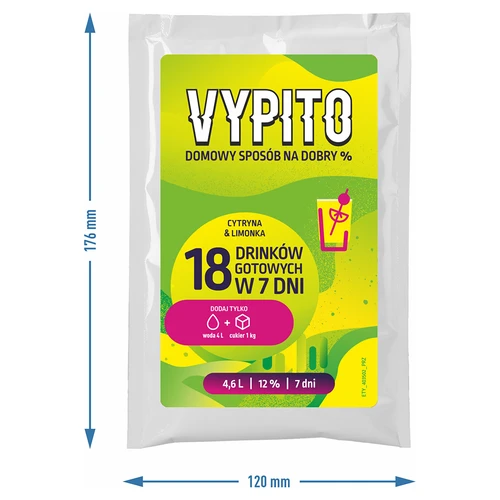 VYPITO 12%, φακελάκι για 18 κοκτέιλ - Λεμόνι & λάιμ, 126 g - 4