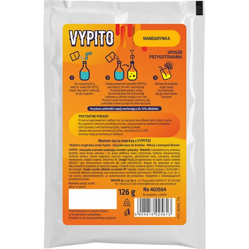 VYPITO 12%, φακελάκι για 18 κοκτέιλ - Μανταρίνι, 126g - 2