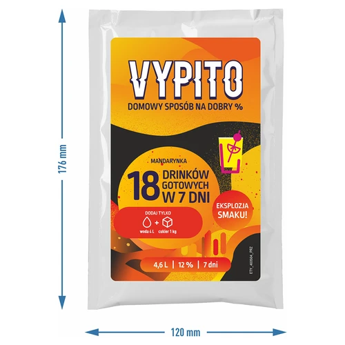VYPITO 12%, φακελάκι για 18 κοκτέιλ - Μανταρίνι, 126g - 4
