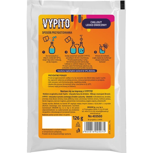 VYPITO 12%, φακελάκι για 18 ποτά - Chillout ελαφρώς φρουτώδες, 126 g - 2