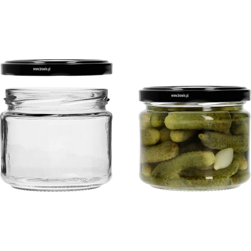 Χαμηλό βάζο 330 ml - με μαύρο καπάκι fi 82/6, 6 τεμ. - 5