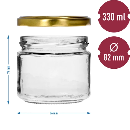 Χαμηλό βάζο 330ml - με χρυσό καπάκι fi 82/6, 6 τεμ. - 7